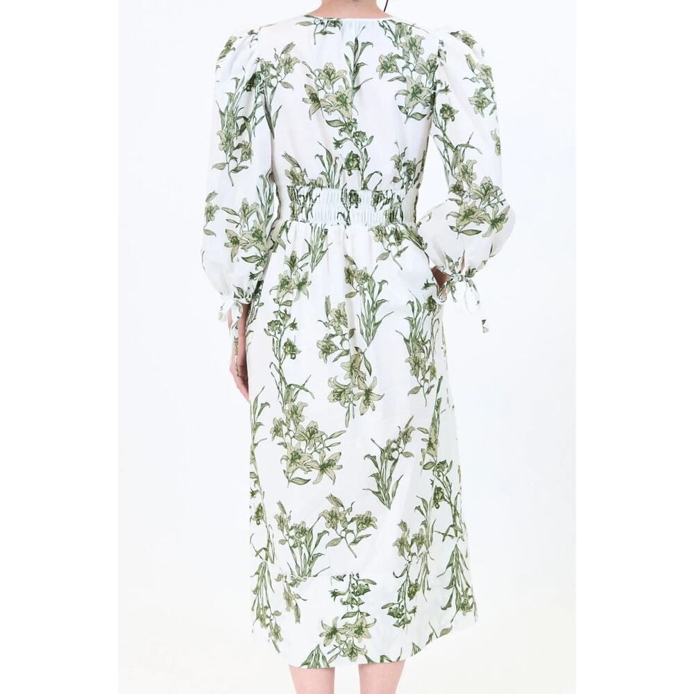 HUNTER BELL Green And White Botanical Dress Size L - Picture 3 of 6